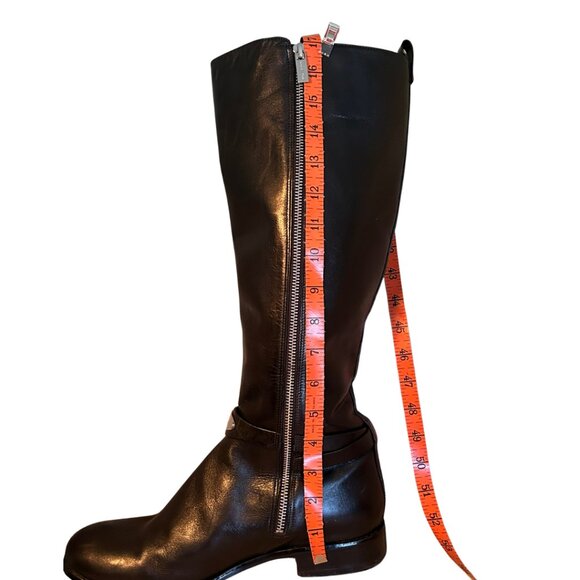Michael Kors Women's Arley Riding Boots Black 11M | Black Leather | Silver Logo - Picture 9 of 12